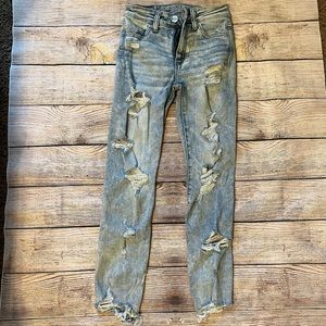 AE Distressed High Rise Jegging Crop